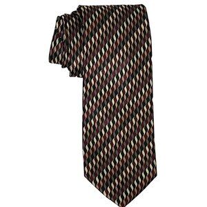 Croft & Barrow Red Burgundy Black Striped Mens Necktie